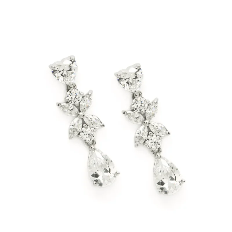 PENDIENTES NOVIA DISEÑO FLORAL CON CUARZOS ADAMANTINOS