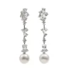 PENDIENTES NOVIA LARGOS CON CIRCONITAS Y ACABADA CON UNA PERLA EN MOTIVOS FLORALES