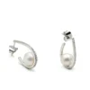 PENDIENTES PERLAS DE PLATA CON DISEÑO ABIERTO ELEGANTE