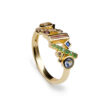 ANILLO VECTOR MULTICOLOR DE PLATA BAÑADA EN ORO CON CIRCONITAS