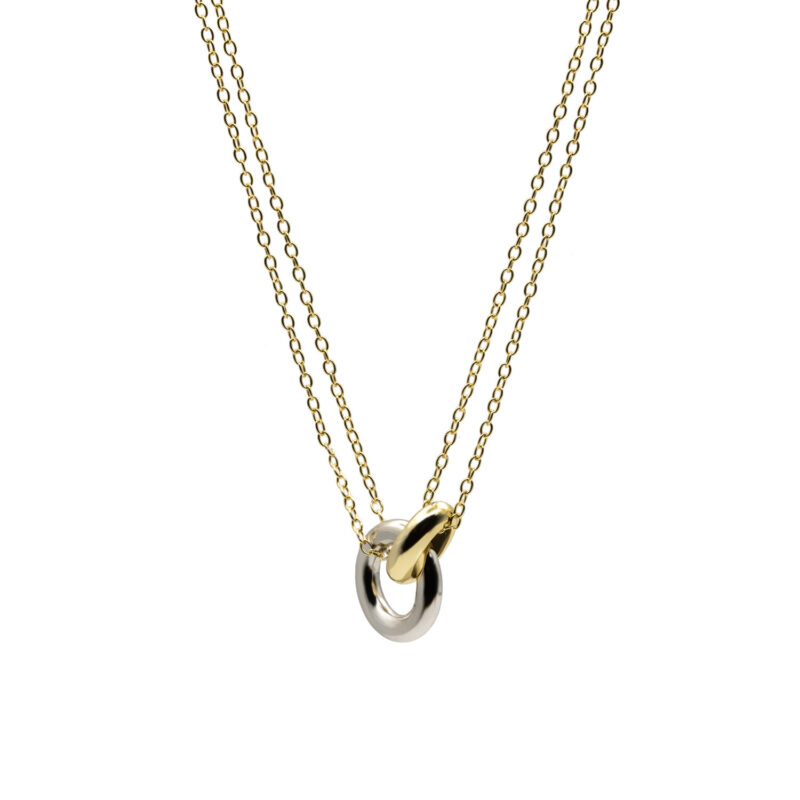 COLGANTE BICOLOR EN PLATA CON DOBLE CADENA