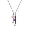 COLGANTE DE PLATA CON PERLAS Y PIEDRAS FUCSIA Y LILA