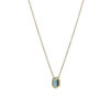 COLLAR CON PIEDRA HEXAGONAL BAÑO DORADO TONO AGUAMARINA