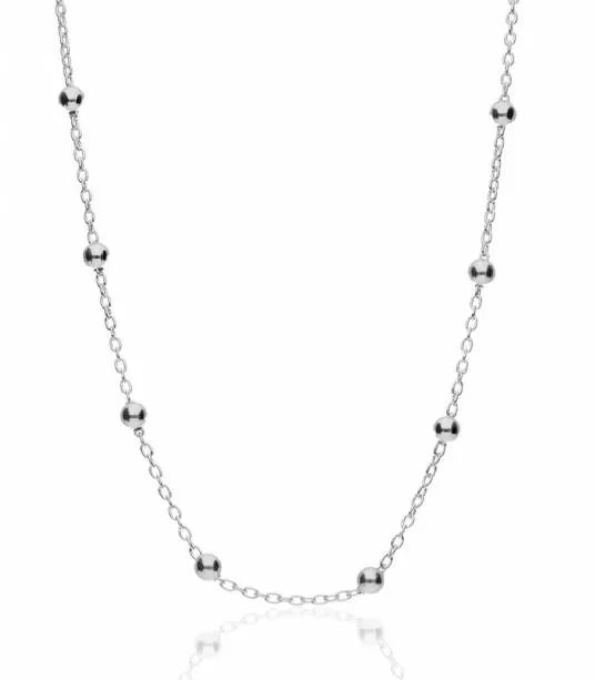 Cadena bola tramo plata 45cm