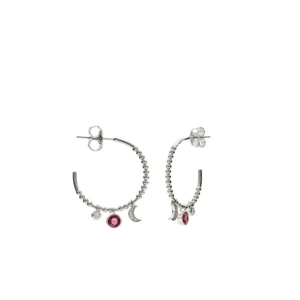 PENDIENTES AROS CON COLGANTES MOTIVO DE LUNA Y CÍRCULO