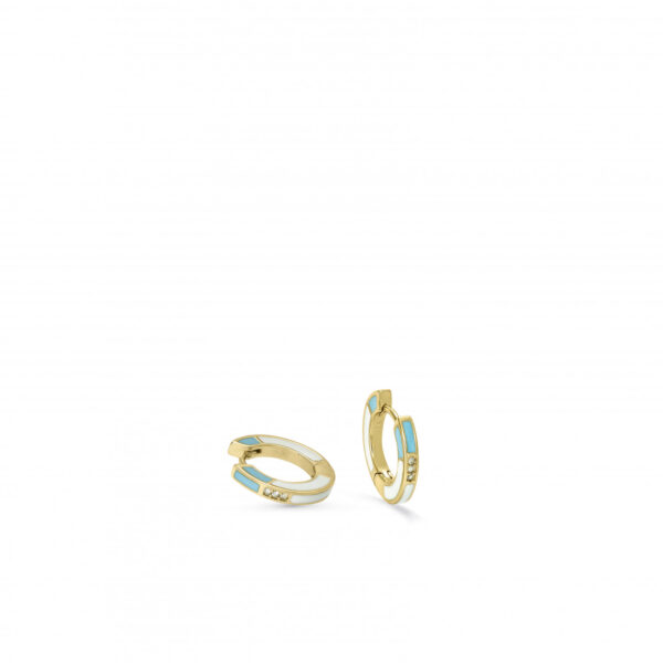 PENDIENTES AROS PEQUEÑOS DISEÑO ESMALTE BICOLOR Y CIRCONITAS