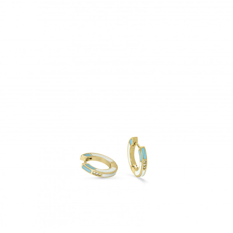 PENDIENTES AROS PEQUEÑOS DISEÑO ESMALTE BICOLOR Y CIRCONITAS
