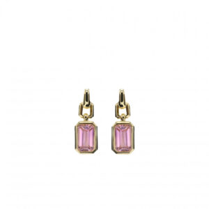 PENDIENTES CON COLGANTES TALLA RADIANTE EN TONO ROSADO