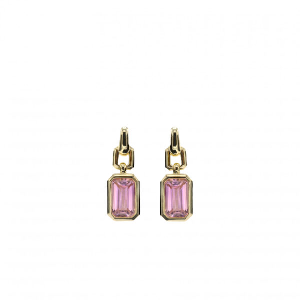 PENDIENTES CON COLGANTES TALLA RADIANTE EN TONO ROSADO