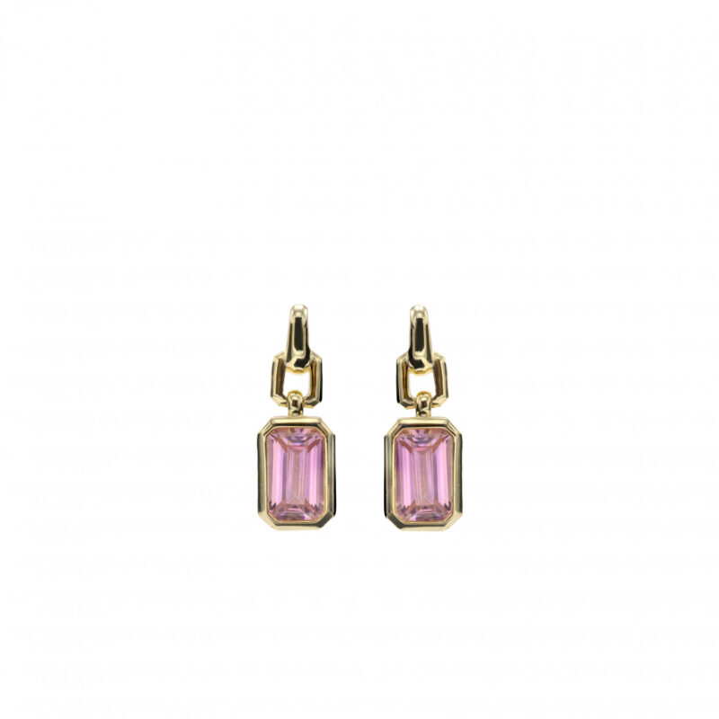 PENDIENTES CON COLGANTES TALLA RADIANTE EN TONO ROSADO