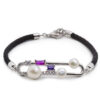 PULSERA DE PLATA CON PERLAS Y PIEDRAS FUCSIA, LILA Y AZUL CIELO 20616-P