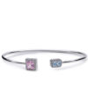 PULSERA RÍGIDA ABIERTA DE PLATA CON CIRCONITAS ROSA Y AZUL 20486-E