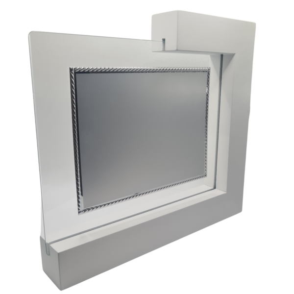 Placa de cristal con soporte de madera blanco placa 16x12cm 12036-E.3