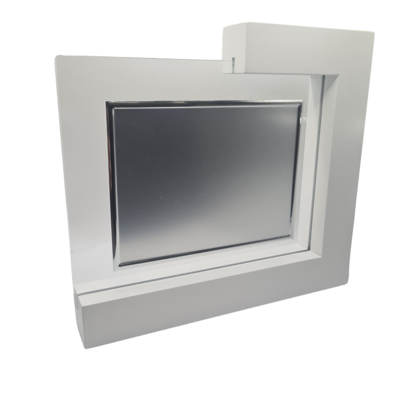 Placa de cristal con soporte de madera blanco placa 16x12cm 12036-E.4