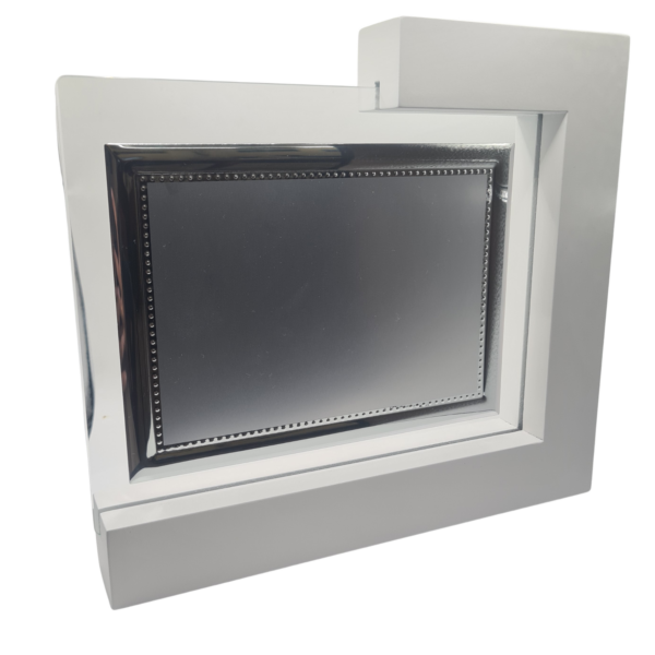 Placa de cristal con soporte de madera blanco placa 18x13cm 12036-E.2