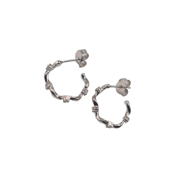 Pendientes aro con circonitas plata Boom