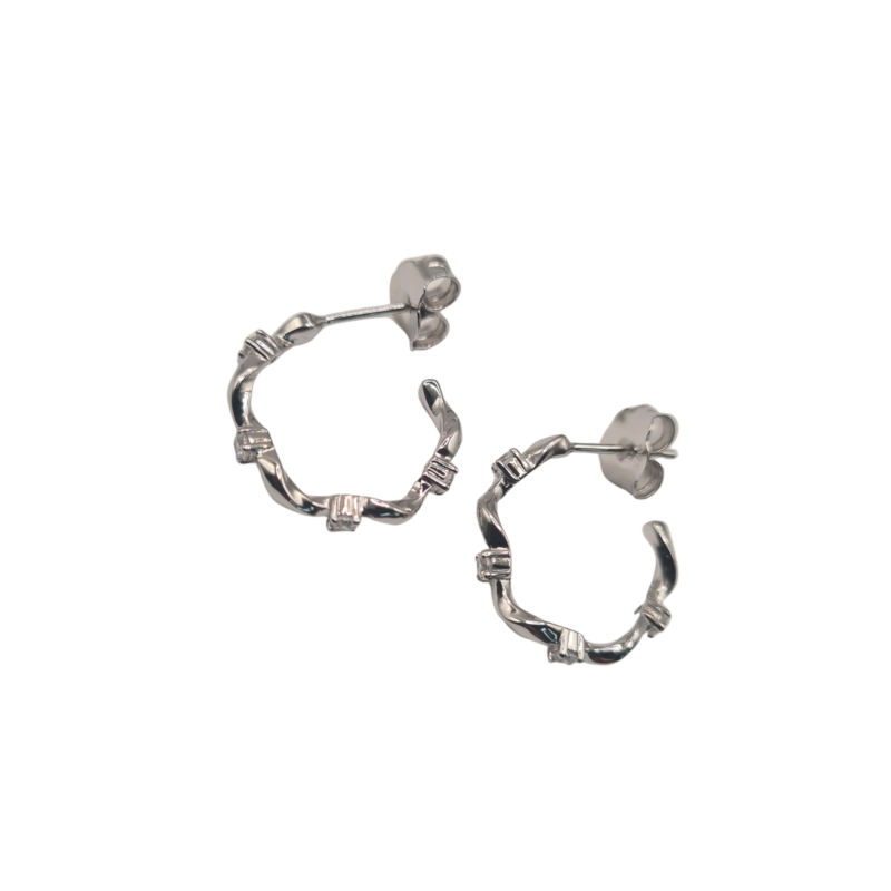 Pendientes aro con circonitas plata Boom