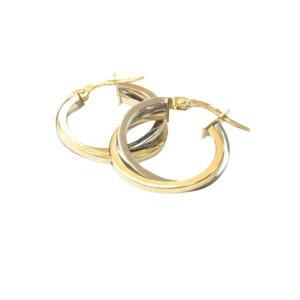 Pendientes doble aro oro bicolor