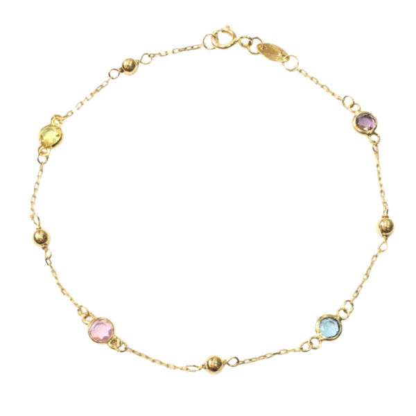 Pulsera oro amarillo chatón colores