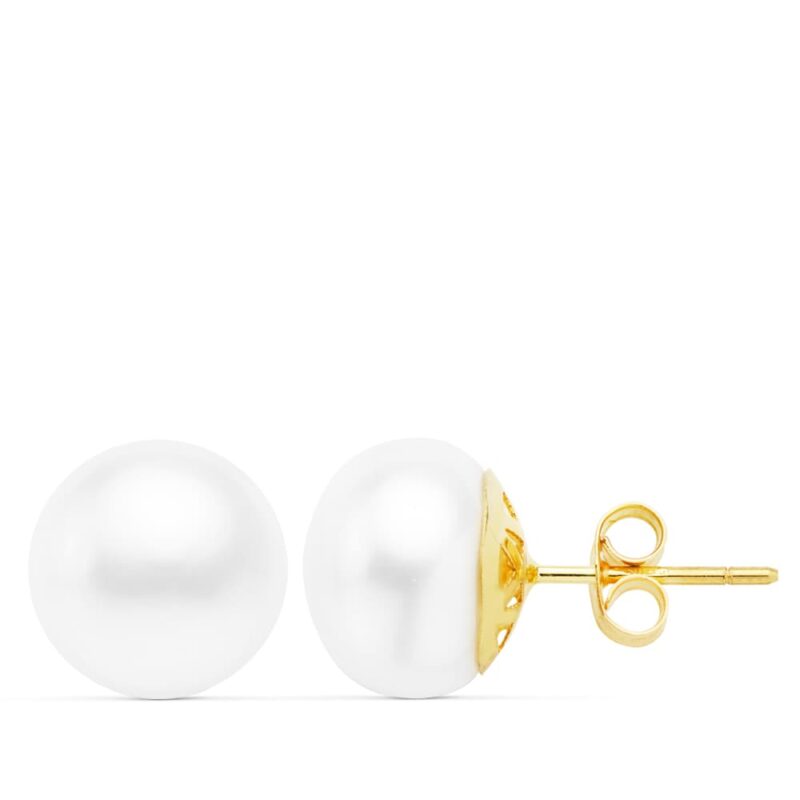 Pendientes de oro amarillo perla cultivada barroca