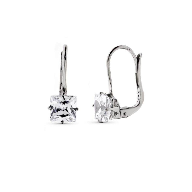 Pendientes de oro blanco piedra
