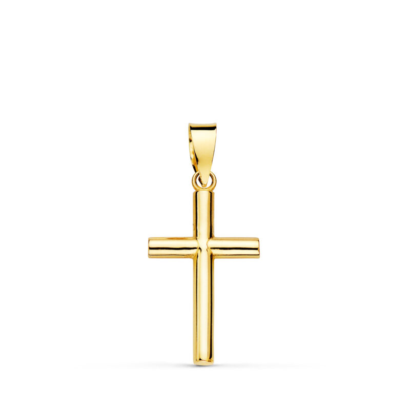 Cruz de oro amarillo lisa tubo hueco