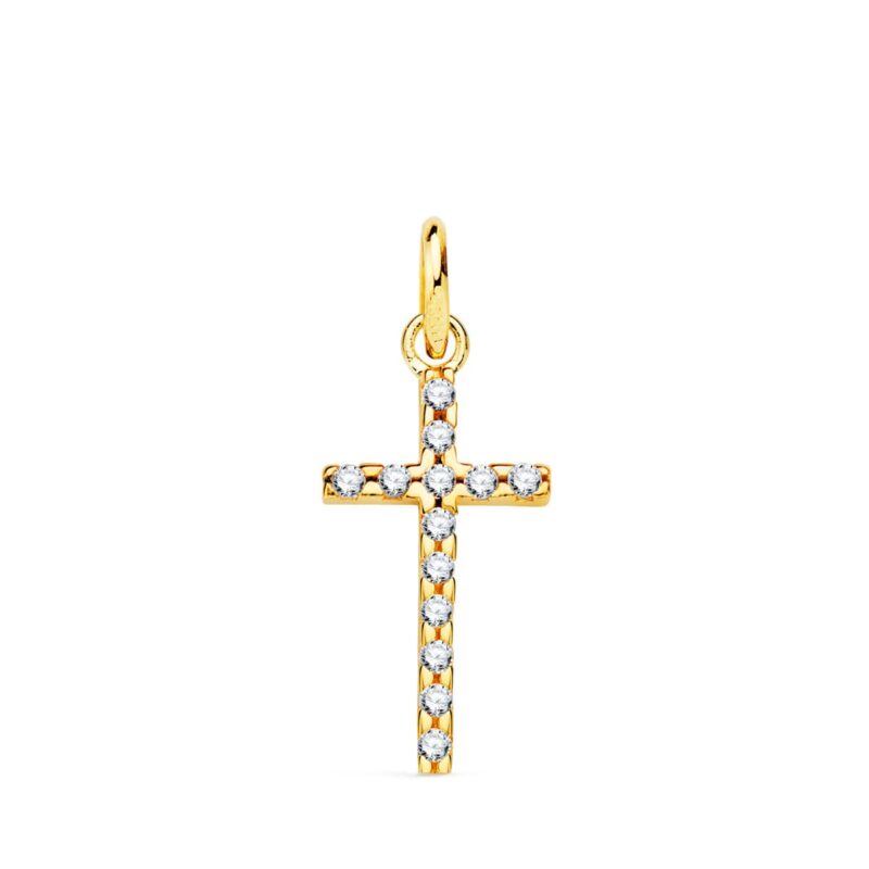 Cruz de oro amarillo circonita