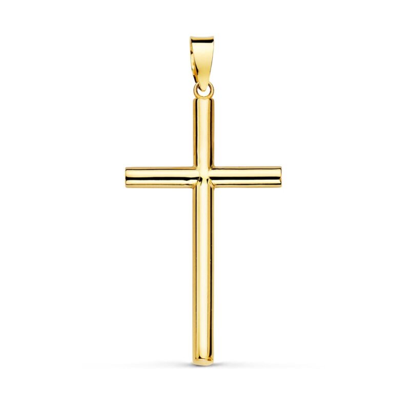 Cruz de oro amarillo hueca lisa