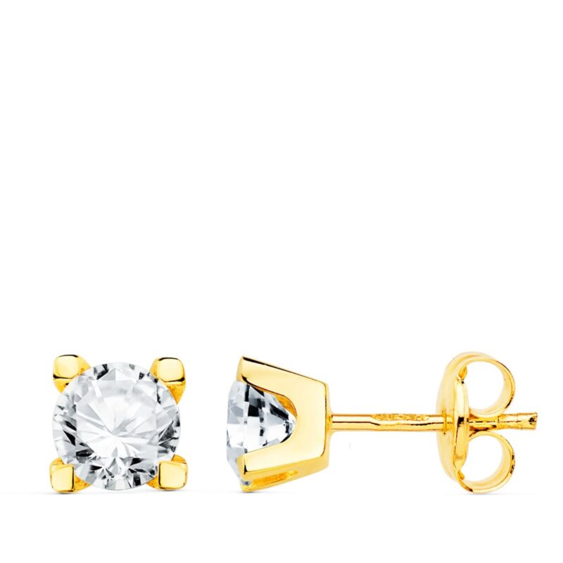 Pendientes de oro circonita 4 garras