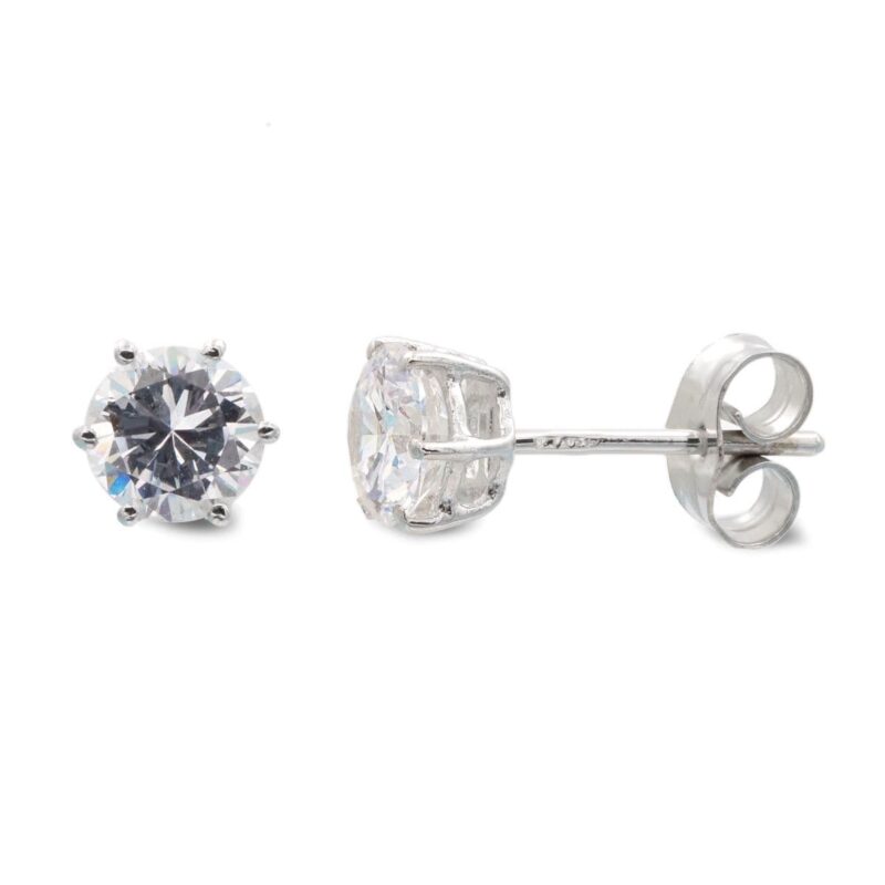 Pendientes de oro blanco garras circonita