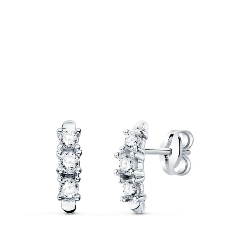 Pendientes de oro blanco circonita con garras