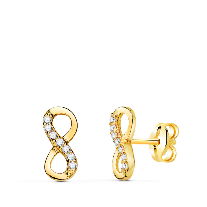 Pendientes de oro amarillo infinito con circonitas