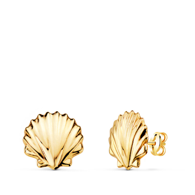 Pendientes de oro amarillo concha brillo