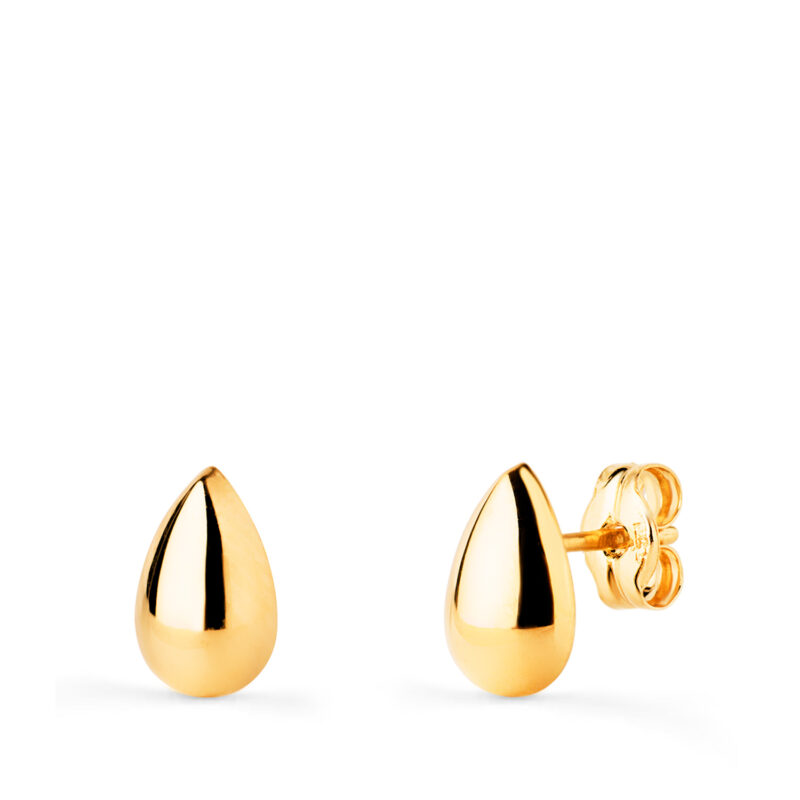 Pendientes de oro amarillo gota lisa brillo hueca