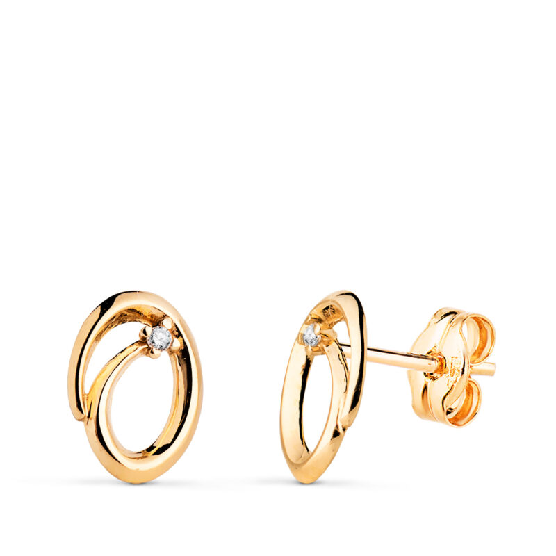 Pendientes de oro amarillo ovales con circonita