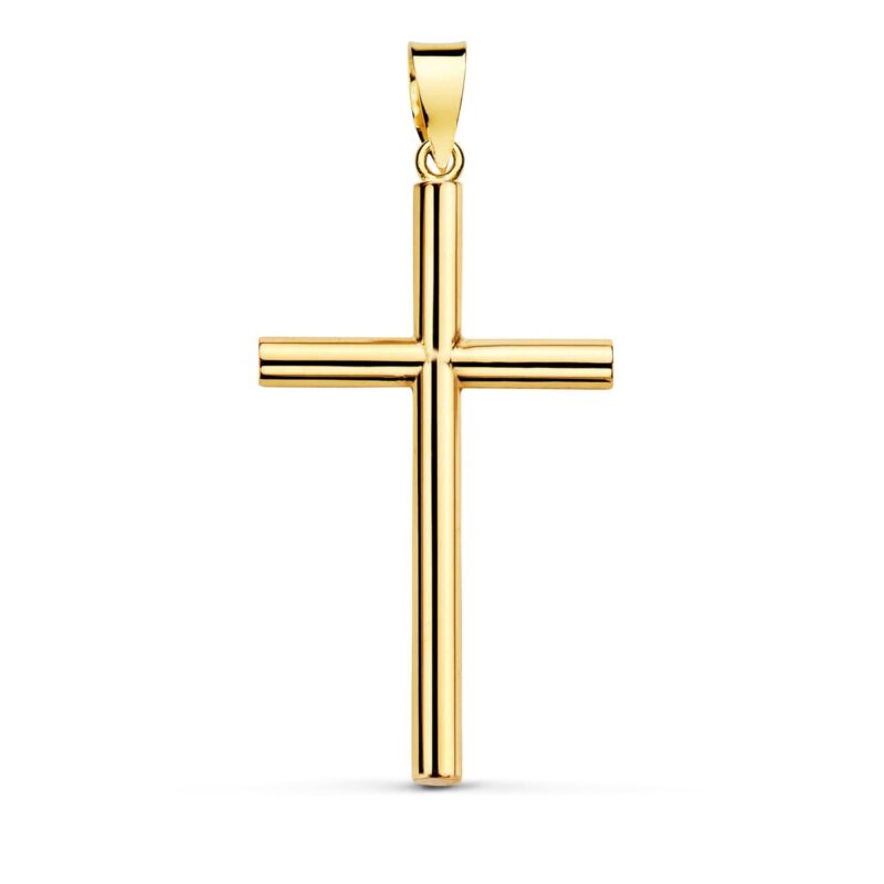 Cruz de oro amarillo palo liso hueco
