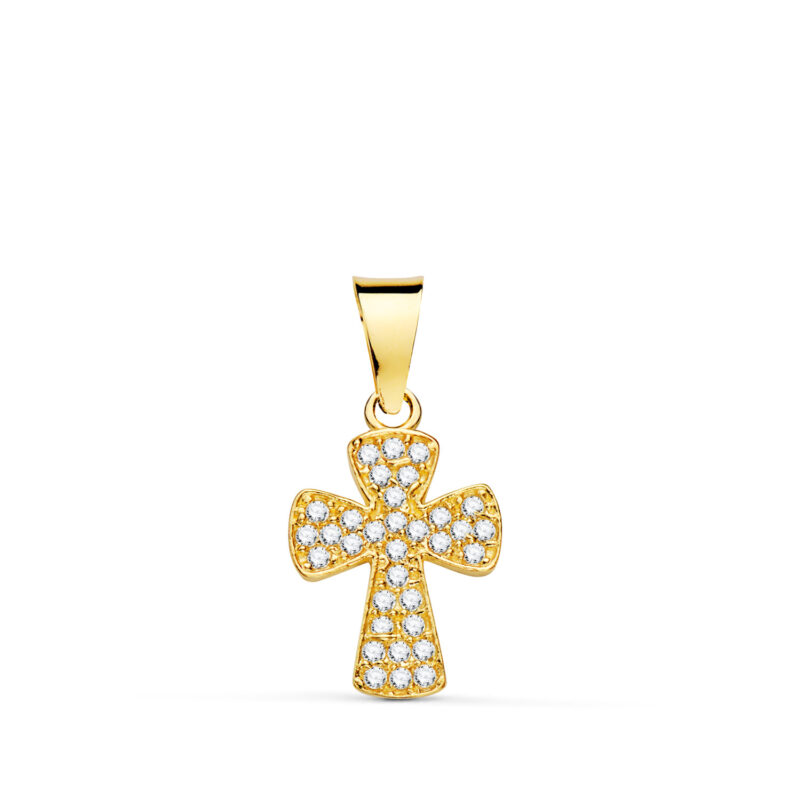 Cruz de oro amarillo con circonita blancas