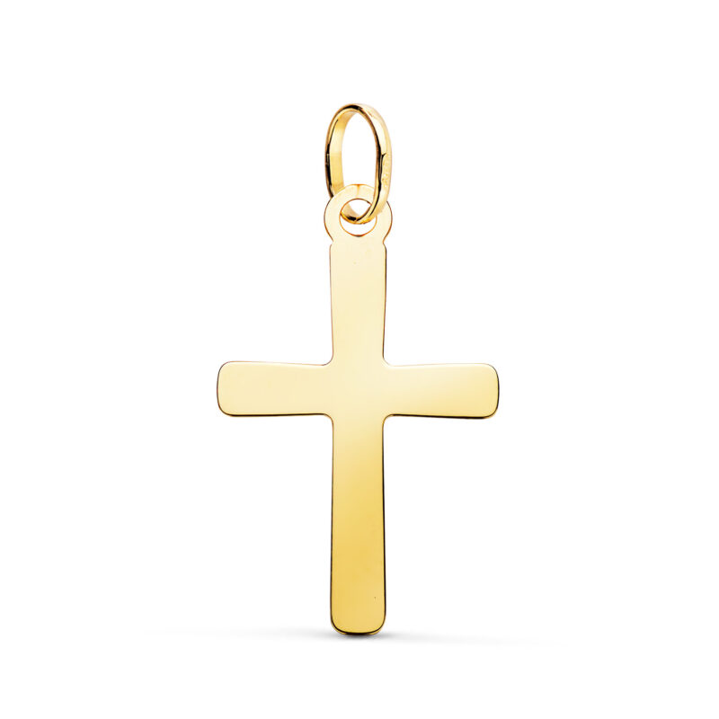 Colgante oro amarillo cruz lisa en brillo