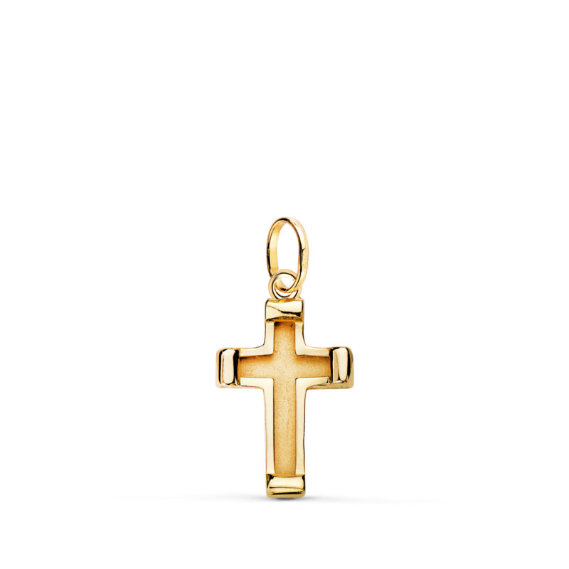 Cruz de oro amarillo bordes en brillo interior matizado