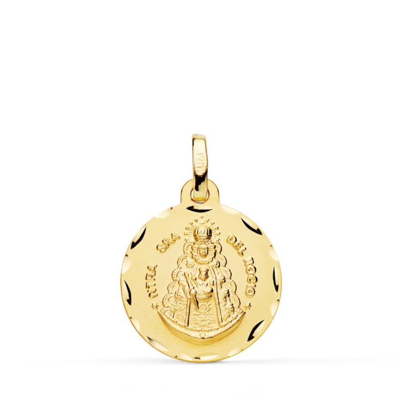 Medalla de oro amarillo Virgen del Rocío tallada
