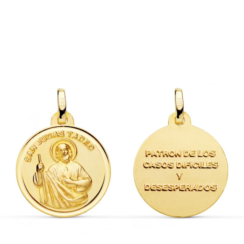 Medalla de oro amarillo San Judas Tadeo bisel