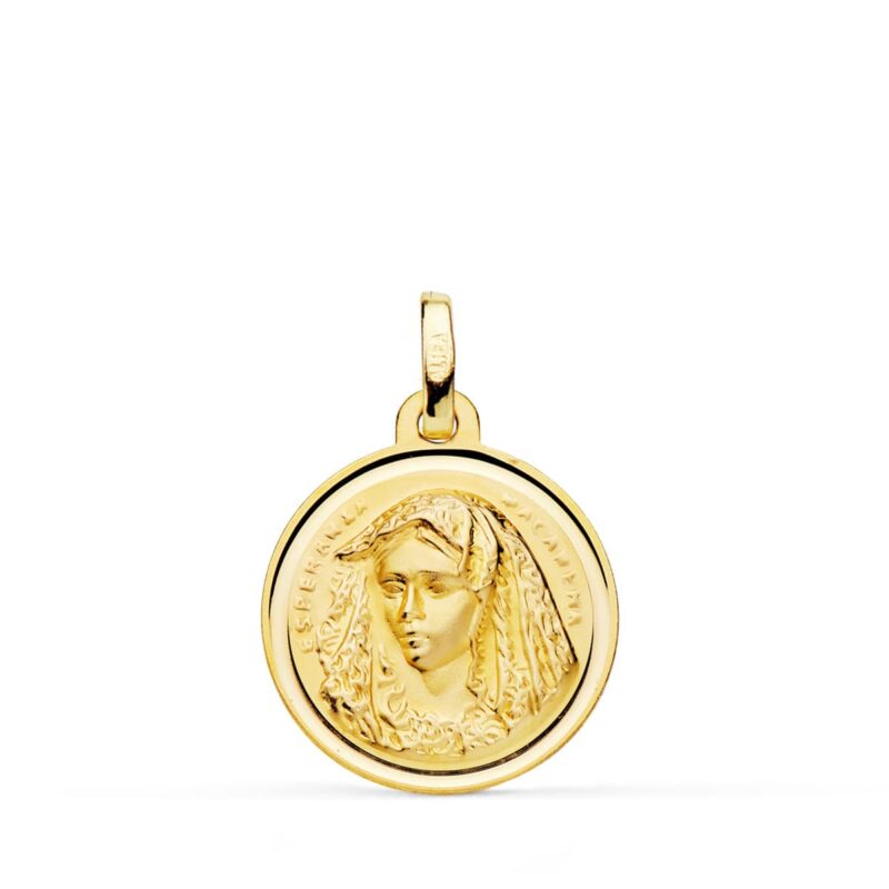 Medalla de oro amarillo Virgen macarena bisel