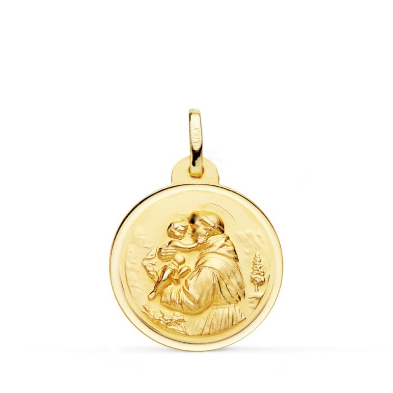 Medalla de oro amarillo de San Antonio bisel