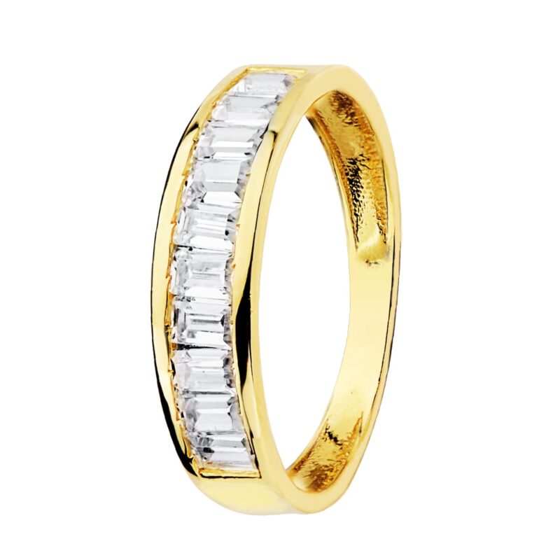 Sortija de oro amarillo circonita barritas