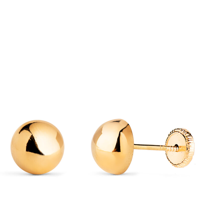 Pendientes de oro amarillo media bola lisa hueca