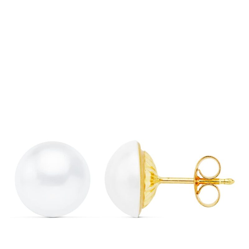 Pendientes de oro amarillo perla australiana