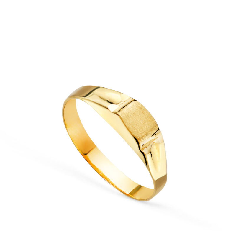 Sello de oro amarillo hueco bebé o meñique rectangular