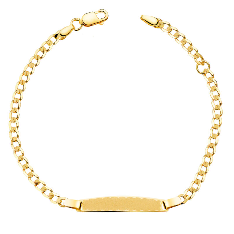 Esclava de oro amarillo barbada maciza 2,5 mm. Placa chapa: 25 × 4 mm