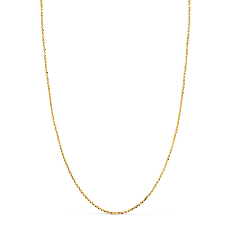 Cadena de oro amarillo maciza forzada eslabón tallado · 1 mm 60 cm