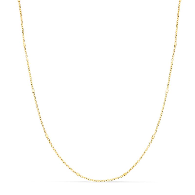Cadena de oro amarillo hueca combinada forzada y cubos · Largo 40 cm ancho 1 mm